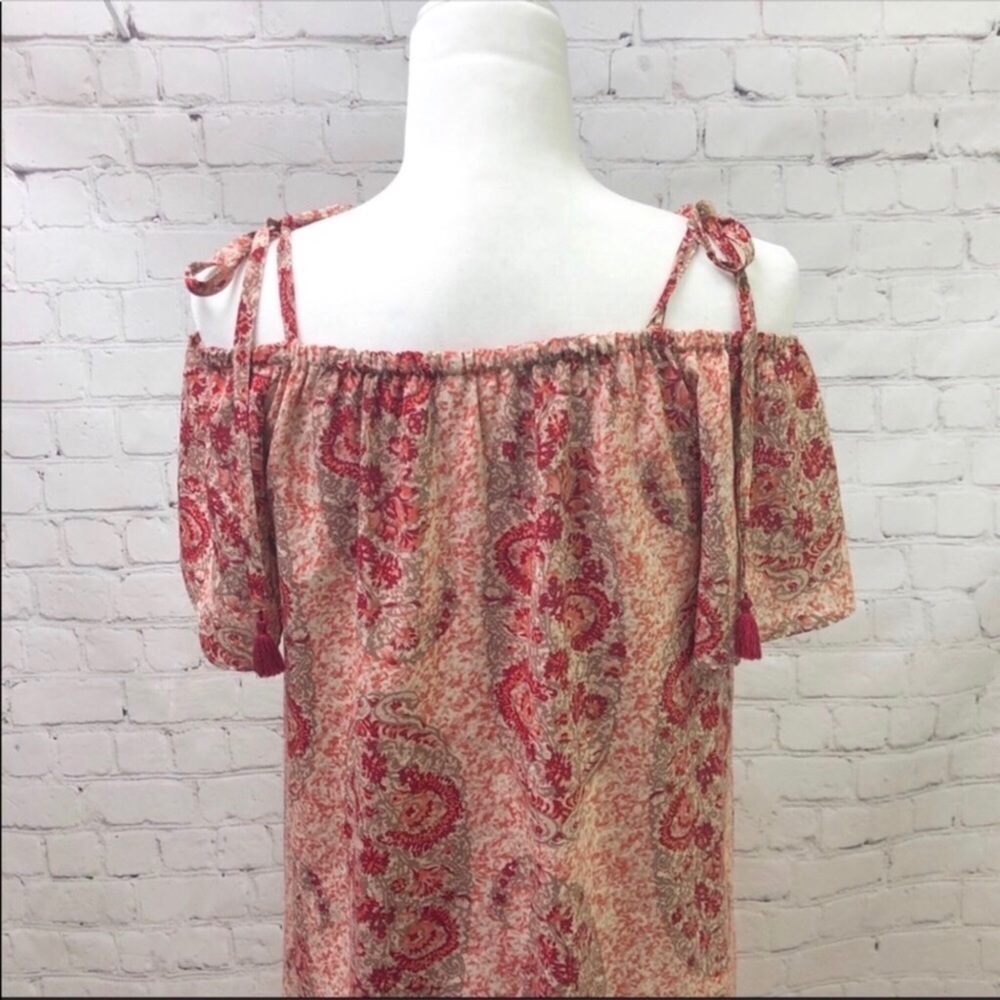 Madewell Festival Watercolor Silk Paisley Dress Size Medium Tie Shoulder G6410 - Picture 6 of 8